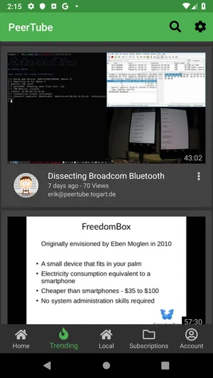 Thorium a PeerTube client